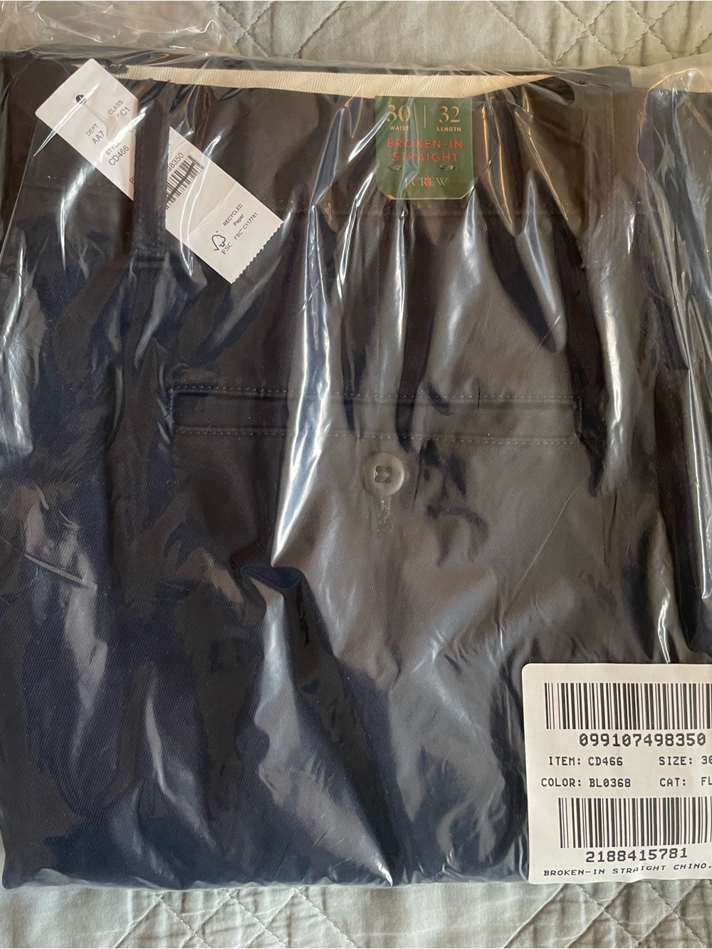 J. CREW Broken-in Straight chino pant in Newport Navy Size 30/32 NWT $98 CD466 - Picture 5 of 10
